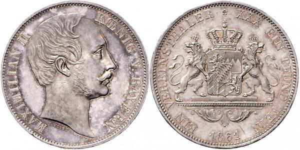 1 Thaler Regno di Baviera (1806 - 1918) Argento Massimiliano II di Baviera(1811 - 1864)