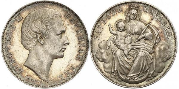 1 Thaler Regno di Baviera (1806 - 1918) Argento Ludovico II di Baviera(1845 – 1886)