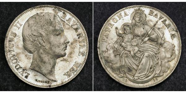1 Thaler Regno di Baviera (1806 - 1918) Argento Ludovico II di Baviera(1845 – 1886)