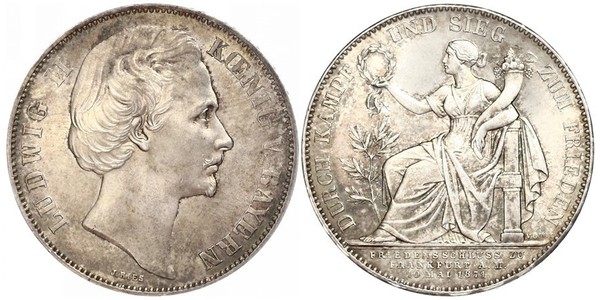 1 Thaler Regno di Baviera (1806 - 1918) Argento Ludovico II di Baviera(1845 – 1886)