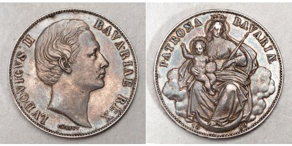 1 Thaler Regno di Baviera (1806 - 1918) Argento Ludovico II di Baviera(1845 – 1886)