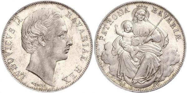 1 Thaler Regno di Baviera (1806 - 1918) Argento Ludovico II di Baviera(1845 – 1886)