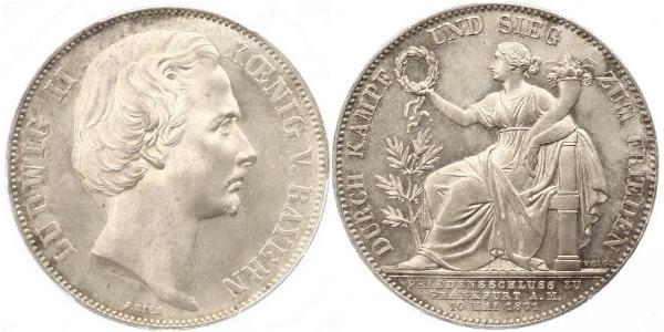 1 Thaler Regno di Baviera (1806 - 1918) Argento Ludovico II di Baviera(1845 – 1886)
