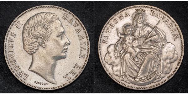 1 Thaler Regno di Baviera (1806 - 1918) Argento Ludovico II di Baviera(1845 – 1886)