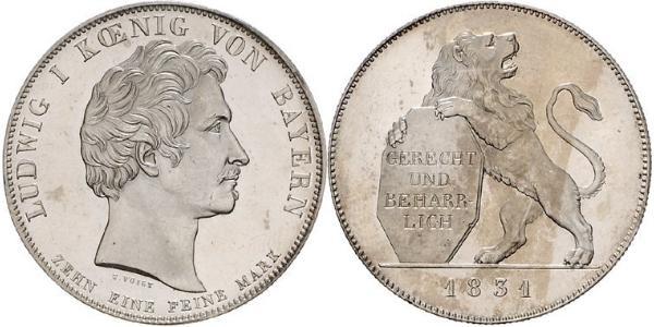 1 Thaler Regno di Baviera (1806 - 1918) Argento Ludovico I di Baviera (re)(1786 – 1868)