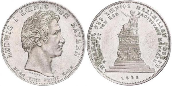 1 Thaler Regno di Baviera (1806 - 1918) Argento Ludovico I di Baviera (re)(1786 – 1868)