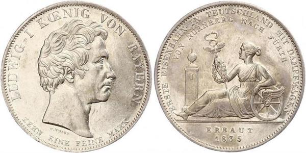 1 Thaler Regno di Baviera (1806 - 1918) Argento Ludovico I di Baviera (re)(1786 – 1868)