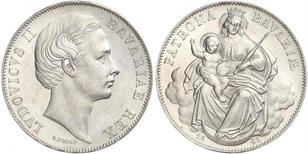 1 Thaler Regno di Baviera (1806 - 1918) Argento Ludovico II di Baviera(1845 – 1886)
