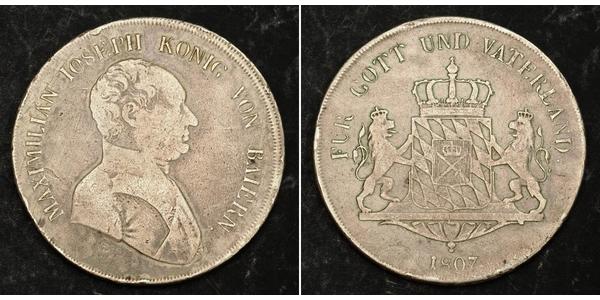 1 Thaler Regno di Baviera (1806 - 1918) Argento Massimiliano I Giuseppe di Baviera (1756 - 1825)