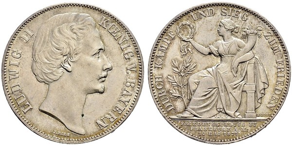 1 Thaler Regno di Baviera (1806 - 1918) Argento Ludovico II di Baviera(1845 – 1886)