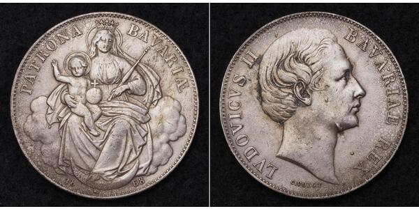 1 Thaler Regno di Baviera (1806 - 1918) Argento Ludovico II di Baviera(1845 – 1886)