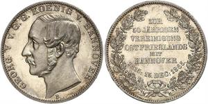 1 Thaler Regno di Hannover (1814 - 1866) Argento Giorgio V di Hannover (1819 - 1878)