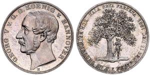 1 Thaler Regno di Hannover (1814 - 1866) Argento Giorgio V di Hannover (1819 - 1878)