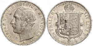 1 Thaler Regno di Hannover (1814 - 1866) Argento Giorgio V di Hannover (1819 - 1878)