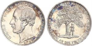 1 Thaler Regno di Hannover (1814 - 1866) Argento Giorgio V di Hannover (1819 - 1878)