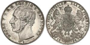 1 Thaler Regno di Hannover (1814 - 1866) Argento Giorgio V di Hannover (1819 - 1878)