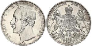 1 Thaler Regno di Hannover (1814 - 1866) Argento Giorgio V di Hannover (1819 - 1878)