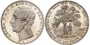 1 Thaler Regno di Hannover (1814 - 1866) Argento Giorgio V di Hannover (1819 - 1878)