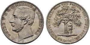 1 Thaler Regno di Hannover (1814 - 1866) Argento Giorgio V di Hannover (1819 - 1878)