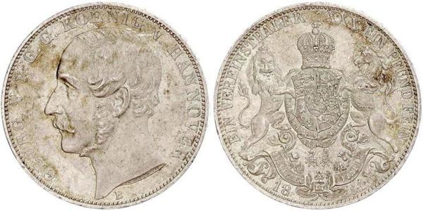 1 Thaler Regno di Hannover (1814 - 1866) Argento Giorgio V di Hannover (1819 - 1878)