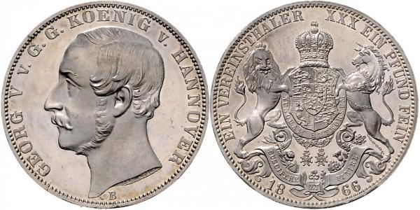 1 Thaler Regno di Hannover (1814 - 1866) Argento Giorgio V di Hannover (1819 - 1878)