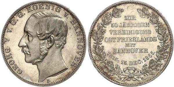 1 Thaler Regno di Hannover (1814 - 1866) Argento Giorgio V di Hannover (1819 - 1878)