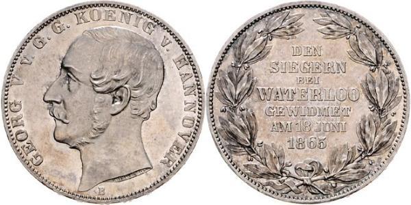 1 Thaler Regno di Hannover (1814 - 1866) Argento Giorgio V di Hannover (1819 - 1878)