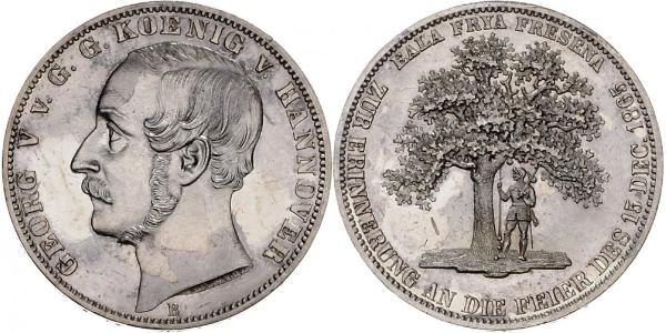 1 Thaler Regno di Hannover (1814 - 1866) Argento Giorgio V di Hannover (1819 - 1878)