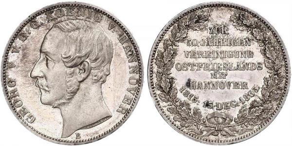 1 Thaler Regno di Hannover (1814 - 1866) Argento Giorgio V di Hannover (1819 - 1878)