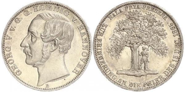 1 Thaler Regno di Hannover (1814 - 1866) Argento Giorgio V di Hannover (1819 - 1878)