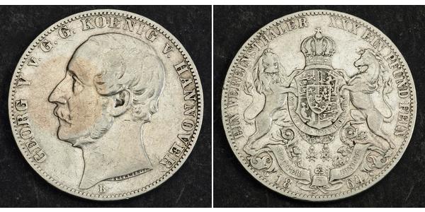 1 Thaler Regno di Hannover (1814 - 1866) Argento Giorgio V di Hannover (1819 - 1878)