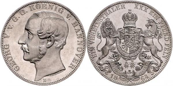 1 Thaler Regno di Hannover (1814 - 1866) Argento Giorgio V di Hannover (1819 - 1878)