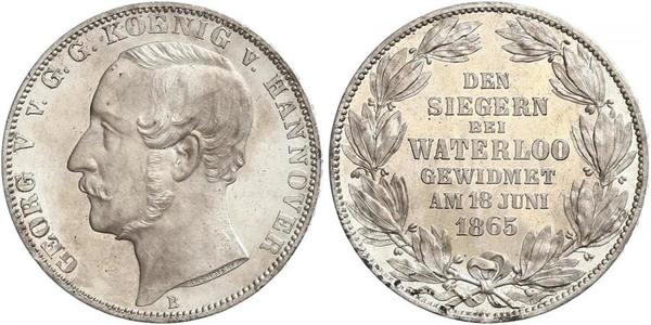 1 Thaler Regno di Hannover (1814 - 1866) Argento Giorgio V di Hannover (1819 - 1878)