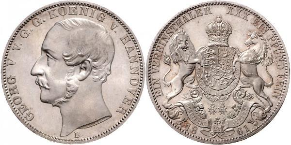 1 Thaler Regno di Hannover (1814 - 1866) Argento Giorgio V di Hannover (1819 - 1878)