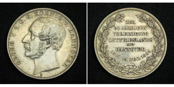 1 Thaler Regno di Hannover (1814 - 1866) Argento Giorgio V di Hannover (1819 - 1878)