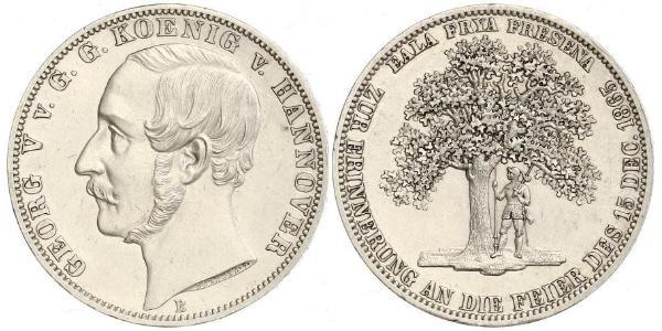 1 Thaler Regno di Hannover (1814 - 1866) Argento Giorgio V di Hannover (1819 - 1878)