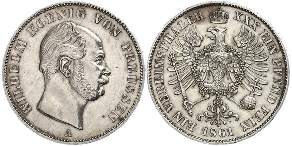 1 Thaler Regno di Prussia (1701-1918) Argento Wilhelm I, German Emperor (1797-1888)