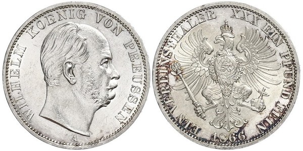 1 Thaler Regno di Prussia (1701-1918) Argento Wilhelm I, German Emperor (1797-1888)