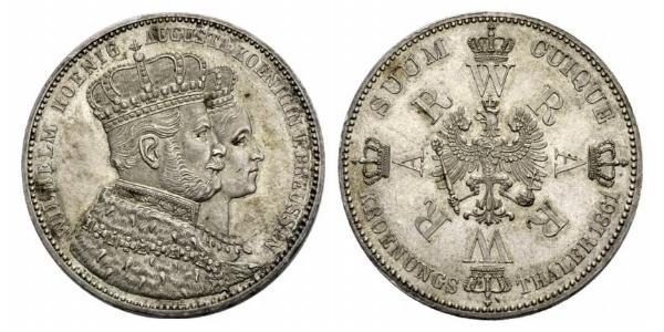 1 Thaler Regno di Prussia (1701-1918) Argento Wilhelm I, German Emperor (1797-1888)