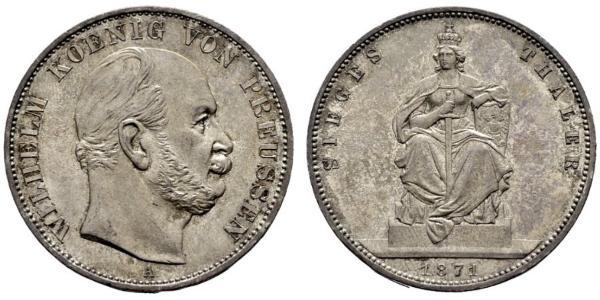1 Thaler Regno di Prussia (1701-1918) Argento Wilhelm I, German Emperor (1797-1888)
