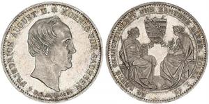 1 Thaler Regno di Sassonia (1806 - 1918) Argento Federico Augusto II di Sassonia
