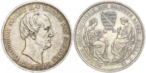 1 Thaler Regno di Sassonia (1806 - 1918) Argento Federico Augusto II di Sassonia