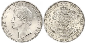 1 Thaler Regno di Sassonia (1806 - 1918) Argento Giovanni di Sassonia