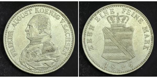 1 Thaler Regno di Sassonia (1806 - 1918) Argento Federico Augusto I (re di Sassonia)