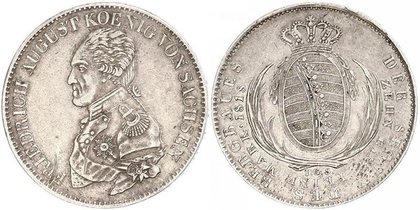 1 Thaler Regno di Sassonia (1806 - 1918) Argento Federico Augusto I (re di Sassonia)