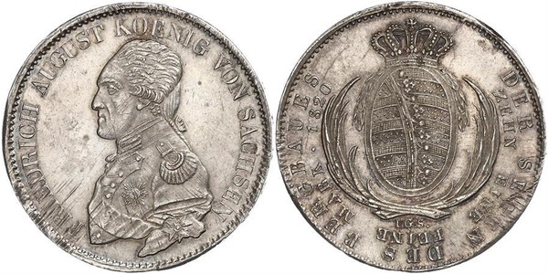 1 Thaler Regno di Sassonia (1806 - 1918) Argento Federico Augusto I (re di Sassonia)