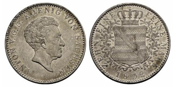 1 Thaler Regno di Sassonia (1806 - 1918) Argento 