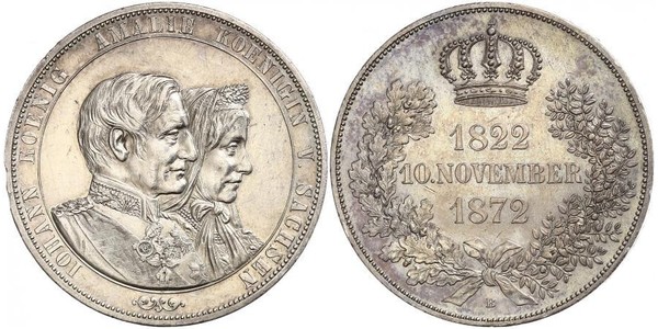 1 Thaler Regno di Sassonia (1806 - 1918) Argento Giovanni di Sassonia