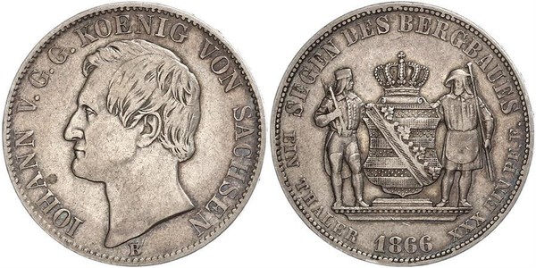 1 Thaler Regno di Sassonia (1806 - 1918) Argento Giovanni di Sassonia