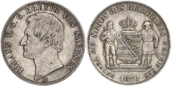 1 Thaler Regno di Sassonia (1806 - 1918) Argento Giovanni di Sassonia